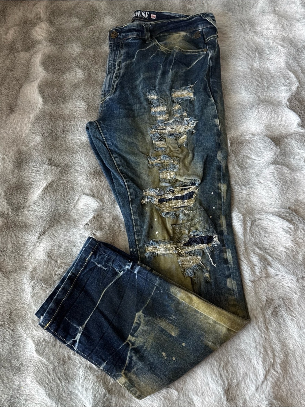 Rare Grindhouse Denim Jeans Men's 40x33 Distressed -0398
